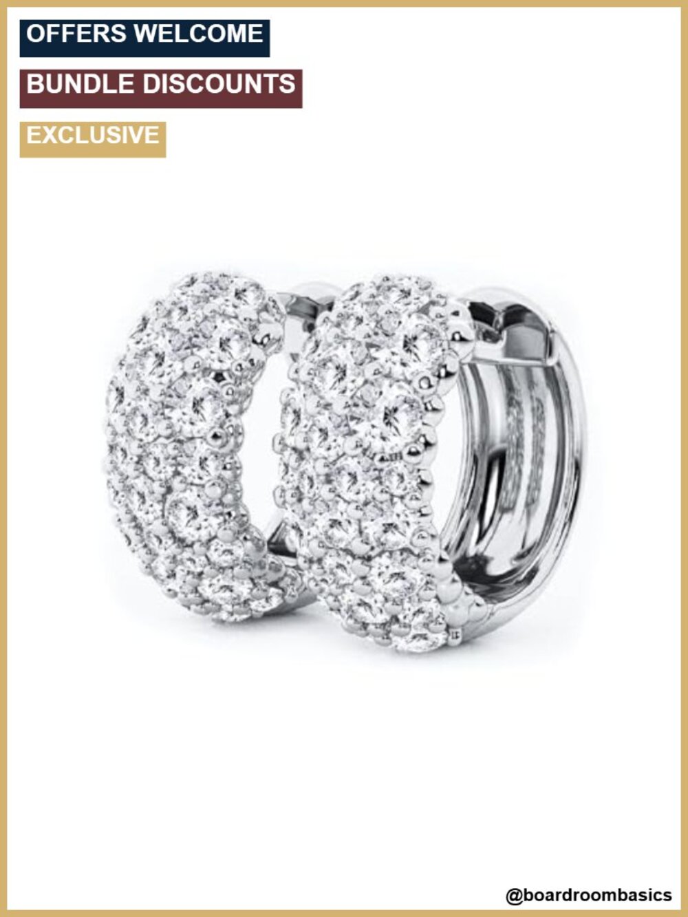 White Gold Plated 925 Sterling Silver Post Hoop Earrings Cubic Zirconia Huggie